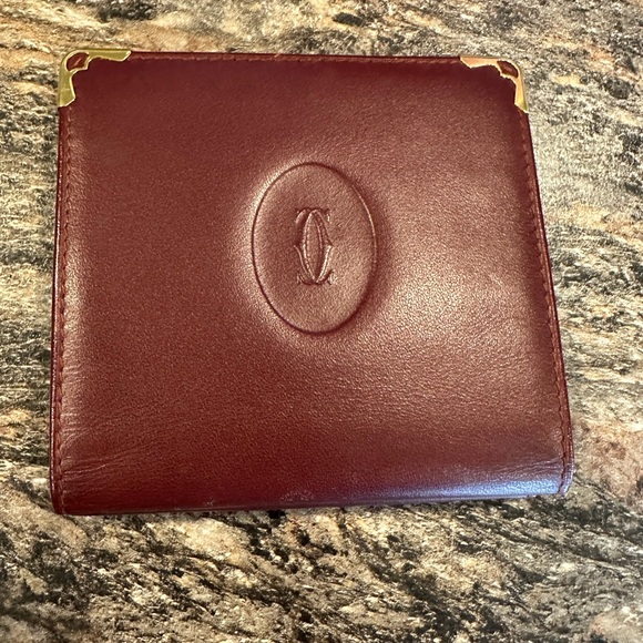 Cartier Other - Cartier Gold and Burgundy Wallet Card Holder Luxurious Design